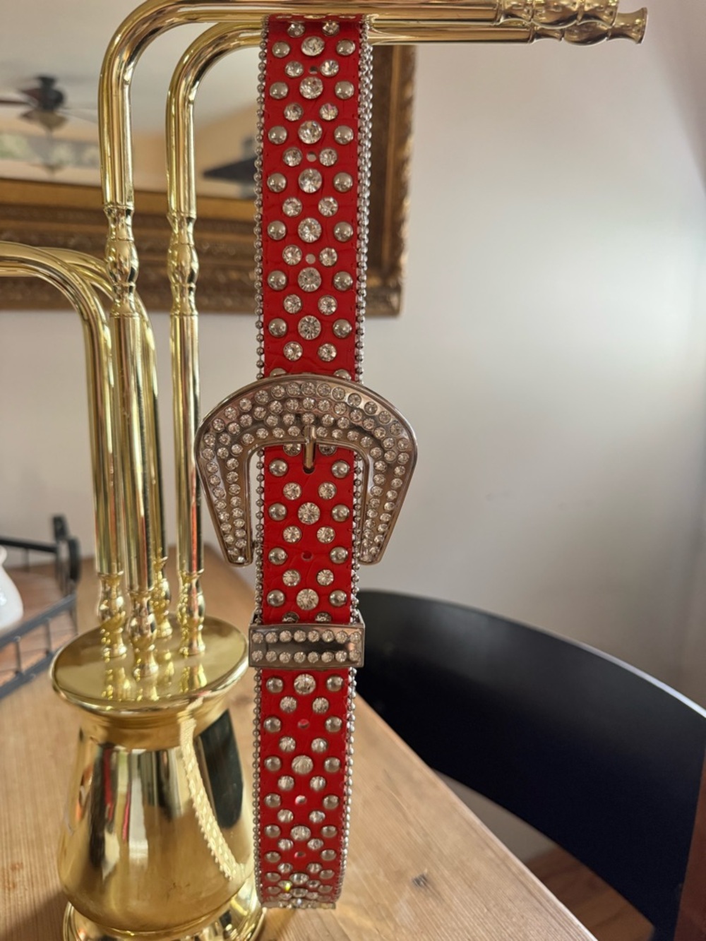 Red Rhinestones Women's Belt